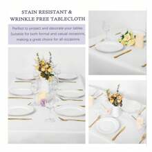 6/10  Packs Tablecloth For 6 Foot Rectangle Tables, 60 X 102 Inch Rectangle Tableclothes,Washable Long Table Cover Polyester Fabric For Party,Wedding, Banquet,Buffet Restaurant - 白色 - 查看 5