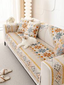 1 件法兰绒保暖厚毛绒沙发座垫套，防滑，波西米亚风，防尘，可机洗，宠物友好，适用于卧室、办公室、客厅和 L 形沙发 1/2/3/4 座位 - 米色 - 查看 6