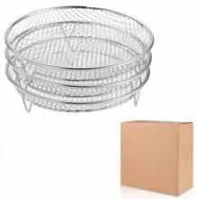 1/3/6 Pcs Air Fryer Round Racks, Stackable Racks, Dehydrator Racks, Drip Tray, Roasting Racks, Food Frying Basket Accessories Set For BBQ Grill & Air Fryer