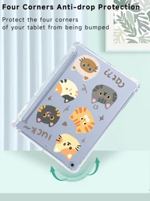 可爱猫咪保护壳，兼容 iPad 7/8/9 10.2 英寸，带内置铅笔槽，兼容三星 Galaxy Tab A8 10.5 英寸 2022、S6 Lite 10.4 英寸，外壳轻薄柔软，TPU 防刮背面，防震抗冲击凸起边缘 - 彩色 - 查看 6