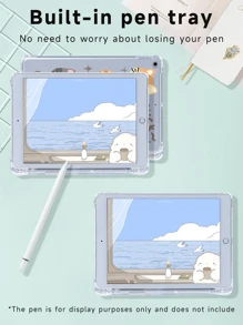 可爱猫咪保护壳，兼容 iPad 7/8/9 10.2 英寸，带内置铅笔槽，兼容三星 Galaxy Tab A8 10.5 英寸 2022、S6 Lite 10.4 英寸，外壳轻薄柔软，TPU 防刮背面，防震抗冲击凸起边缘 - 彩色 - 查看 7