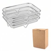 1/3/6 Pcs Air Fryer Round Racks, Stackable Racks, Dehydrator Racks, Drip Tray, Roasting Racks, Food Frying Basket Accessories Set For BBQ Grill & Air Fryer