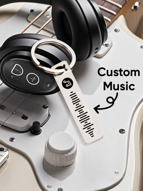 1pc Custom Spotify Keychain Personalized Music Code Keychain, Custom Stainless Steel Keychain Holder Instrument Keychain For Music Lovers Perfect Bag Accessory For Fans Unique Sound Wave Design - Great Gift, Birthday Gift, Anniversary Gift, Valentine's Day Gift, Father's Day Gift, Mother's Day Gift, Gift For Him/Her, Christmas Accessories