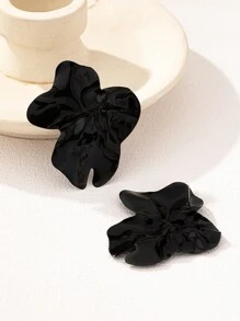 1 Cặp bông tai kim loại hình học bất đối xứng, tuyên bố thời trang - màu đen - Xem 3