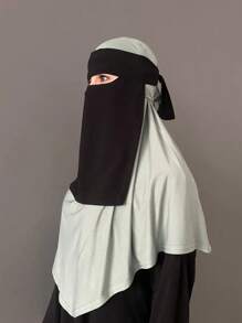 1 件装女士雪纺柔软透气单层面纱尼卡布伊斯兰面罩 Khimar 头巾适合穆斯林祈祷日常使用