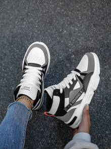 Women's Fashion Color Block Lace-Up High-Top Casual Sneakers,Y Comfortable Outdoor Personalized Casual Couple Sports Shoes