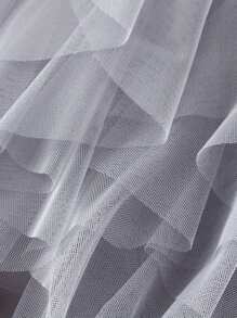 Women  Plus Size Tulle Tutu Skirt Solid Color Elastic Layered Mesh Fairy A-Line Skirt For Beach Party Streetwear - 灰色 - 查看 5