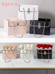 3 Stück elegante Papierblumen Geschenkbox-Set mit Griff - perfekt für Hochzeit, Valentinstag, Geburtstag und Muttertag Bouquet Aufbewahrung und handgemachte Verpackung