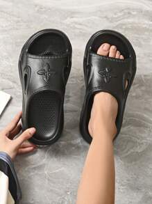 W Sandalias de plataforma de 9 cm para mujer, con diseño de flores cruzadas, impermeables, antideslizantes, ligeras y con plataforma elevada - Negro - Ver 9