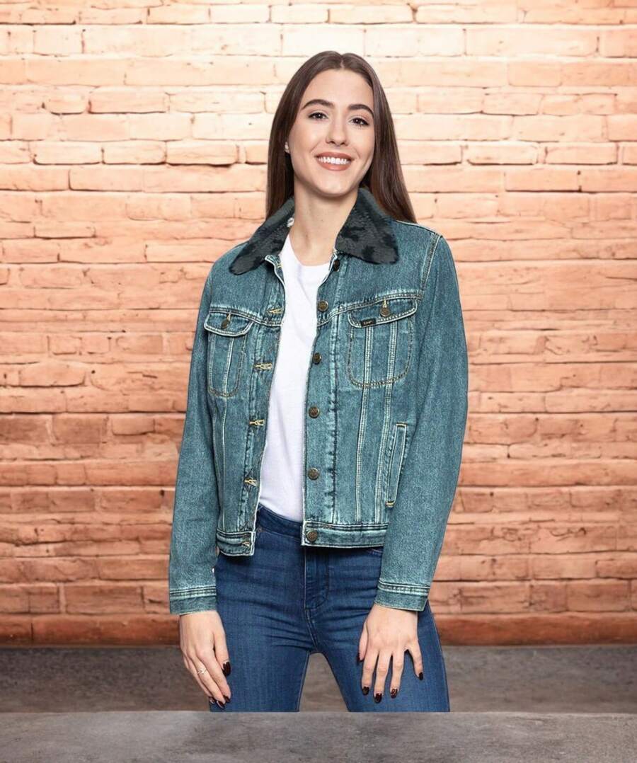 Chamarra De Mezclilla FAS HION Para Mujer 52260 - Azul lavado oscuro - Ver 1