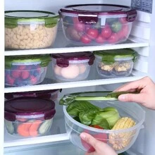 1pc/2pcs/3pcs/4pcs Purple PP Transparent Airtight Food Storage Containers, Leak-Proof Design For Fridge & Microwave - Purple - View 6