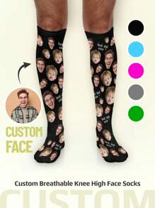 1pair Custom Father's Day Support Socks, Personalized Compression Socks, Custom Face Running Socks, Custom Printed Knee Socks, Personalized Funny Face Socks, Anniversary Gift, Valentine Gift, Birthday Gift, Wedding Gift, Mother's Day Gift, Father's Day Gift, Best Friend Gift, Gift For Mom/Dad, Gift For Girlfriend/Boyfriend, Gift For Her/Him