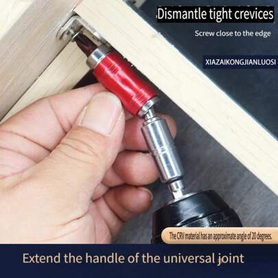 1pc Manual Ratchet Screwdriver Extension Shaft, Universal Adapter For Narrow Space Edge Screw, Hexagonal Shank, Angled For Drill Connection,Tool Accessories