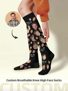 1pair Custom Father's Day Support Socks, Personalized Compression Socks, Custom Face Running Socks, Custom Printed Knee Socks, Personalized Funny Face Socks, Anniversary Gift, Valentine Gift, Birthday Gift, Wedding Gift, Mother's Day Gift, Father's Day Gift, Best Friend Gift, Gift For Mom/Dad, Gift For Girlfriend/Boyfriend, Gift For Her/Him