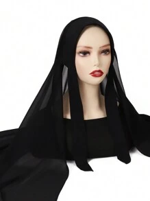 1 Stück Frauen Abaya Accessoires einfarbiger praktischer Schleife-Fixierung rutschfester Chiffon Hidschāb Kopftuch