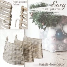 Deco Express Christmas Tree Skirt Woven Cover Stand Festive Decoration Range Of Sizes - Beige - View 3