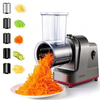 Rallador Eléctrico Rebanador Cortador Verdura + 5 Cuchillas
