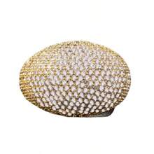 Anel de Domo de Diamante - Anel de Moda Feminino em Prata com Grande Vazado de Casamento Feminino, Cristal de Metal, Anel Quadrado com Pedra Cristalina Tamanho 6-10