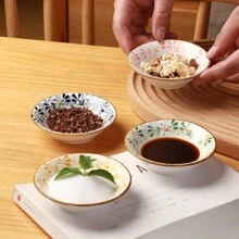 4/8pcs Ceramic Condiment Dishes, Floral Pattern, Sauce Plates, Household Soy Sauce Vinegar Spice Plates For Home Kitchen Restaurant Sushi Bar, Party, Hot Pot, Picnic, Camping, BBQ, Kitchen Dining Accessories,School Supplies - Multicolor - View 6