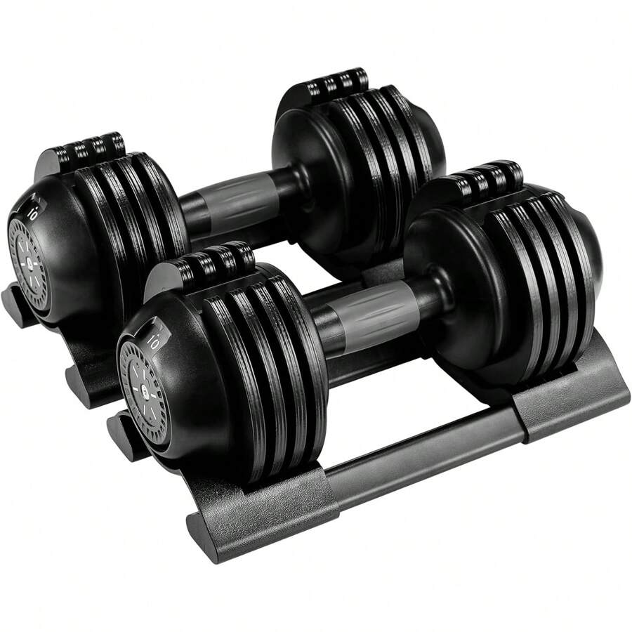 Set Of 2 10kg Adjustable Dumbbells Adjustable Space-Saving Dumbbell, Adjustable Dumbbells With Non-Slip Handle 5 Weight Levels, Good For Home, Office, Gym, Body Training