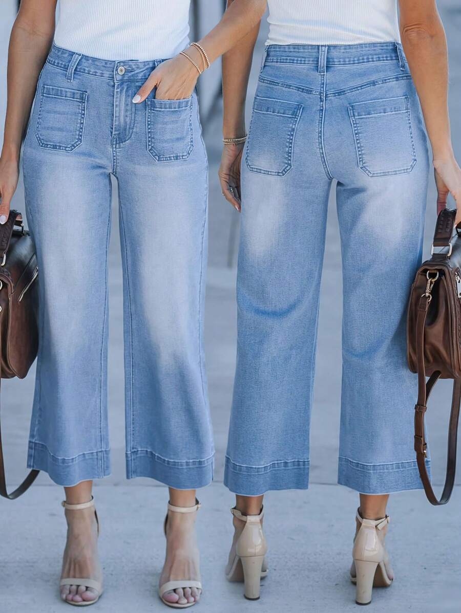 New Women's Cropped Washed Jeans, Fashionable And Sexy Trousers