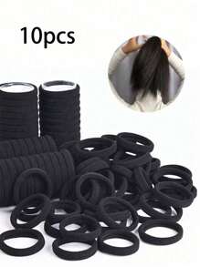 200 bucăți/Set de bentite elastice negre pentru femei, uz zilnic simplu și durabil, suport gros pentru coadă de cal, elegant și elegant, accesorii de păr cu elasticitate ridicată, fără sudură