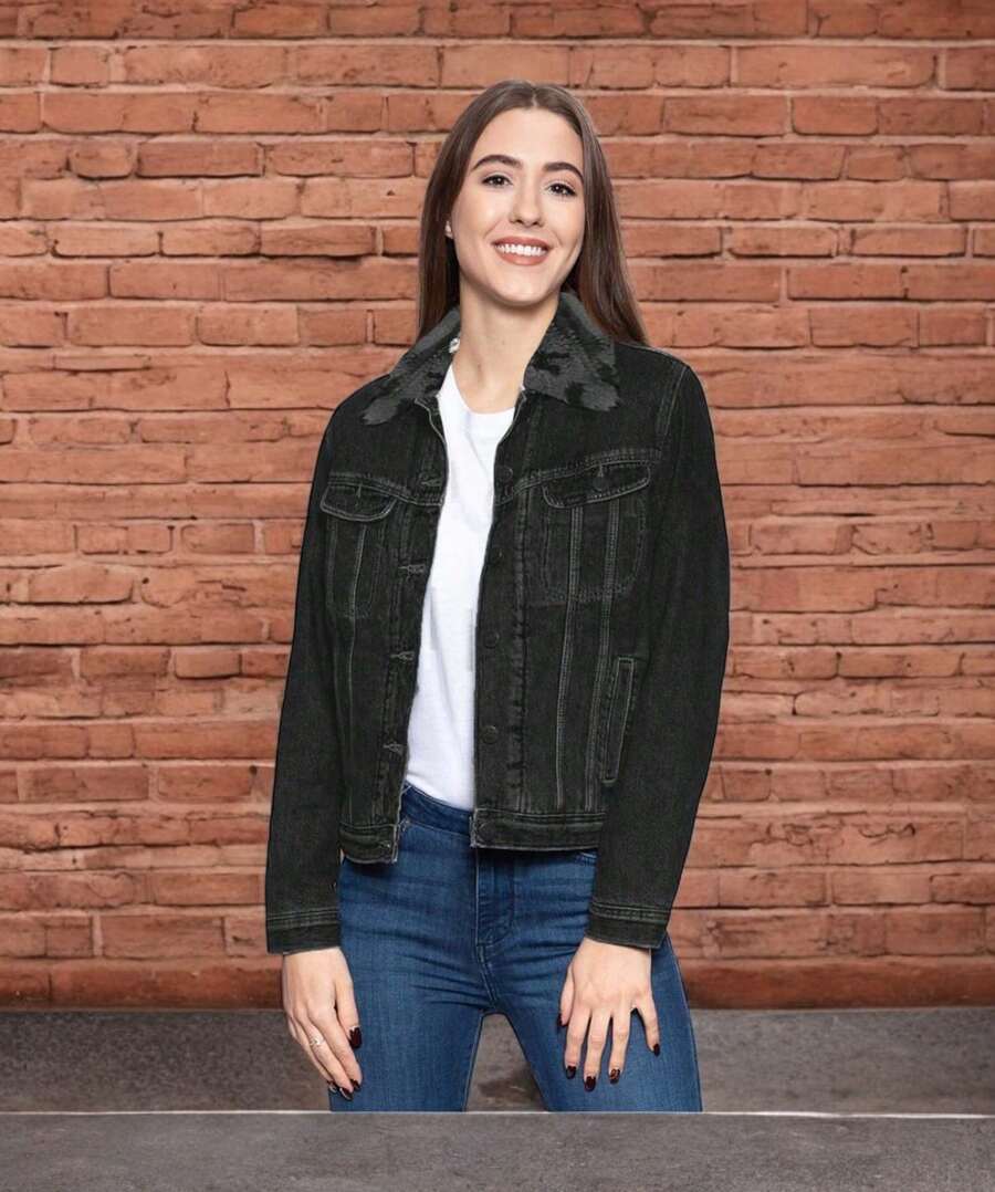 Chamarra De Mezclilla FAS HION Para Mujer 52260 - Negro - Ver 1