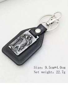 1 Peça Pingente De Carro Com Cruz De Nossa Senhora De Metal Vintage Personalizado & Pu Material Com Anel De Gancho Para Chaves