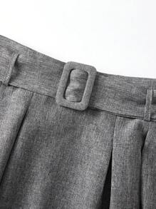 Women's High Waist Gray Skirt, Elegant Casual Style