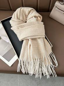 1pc Solid Color Tassel Scarf, Elegant & Comfortable For Autumn/Winter - Multicolor - View 7