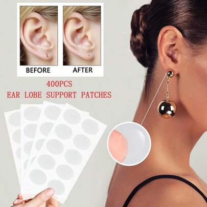 400 piezas Parches invisibles de soporte de lóbulo de la oreja para pendientes grandes, pesados y caídos, cómodo para usar, protección contra daños y prácticamente imperceptible