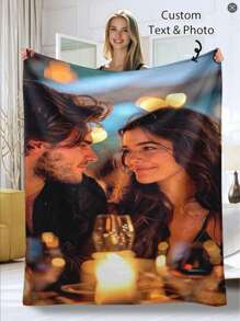 1 pieza Mantas personalizadas con fotos, mantas y cobijas personalizadas con fotos, regalos para novia, novio, manta personalizada con foto, personalizado te amo regalos, regalo de cumpleaños para mujer, novia, novio, esposa, esposo, lavable a máquina, resistente a rasgaduras, manta personalizada de Navidad y vacaciones a medida para mujer y hombre, tamaño de viaje - Rojo - Ver 3