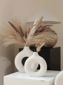 1 pieza Jarrón redondo de plástico blanco, Jarrón decorativo para flores secas, Jarrón de cerámica para pasto pampa, Jarrón multicolor para flores, Jarrón redondo, Jarrón blanco para flores artificiales, Jarrón decorativo, Soporte para flores secas, Jarrón para flores frescas, Jarrón para flores en maceta, Jarrón de suelo, Jarrón con forma de libro, Decoración de sala de estar, Decoración de dormitorio, Decoración del hogar, Jarrón antivuelco, Jarrón para flores artificiales