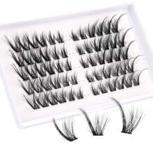 60pcs/110pcs D-Curl Cat Eye Lash Clusters Eyelash Extension, Fine Single Root Left/Right Eyelashes, Manga/Anime Fox Eyes, DIY Eyelash Extension, Natural Look Long False Eyelashes, 8-20mm Lash Clusters, Eyelash Clusters, Individual Eyelashes, Lashes, Fake Lashes - D - View 2