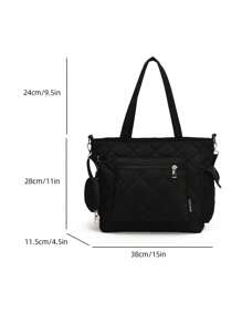 Bolso de tote acolchado de unicolor de gran capacidad y estilo casual de negocios, ligero, con monedero. Nuevo bolso de estilo coreano de mochilero para estudiantes de secundaria, bolso casual de hombro y bandolera para mujeres