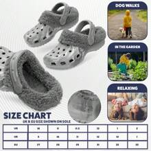 City Comfort Winter Clogs Fleece Lined Removable Shoe Charms Garden Shoes Slippers Mules Slip On With Strap - Grey - View 5