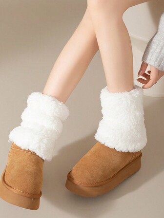 1 双女士保暖内衬厚中小腿保暖器，保暖脚踝腿保暖器，适合雪地靴，秋冬季