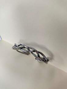 1pc Handmade Weave Open Bangle For Men For Daily Decoration For A Stylish Look - Silver - View 5