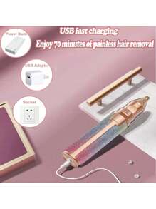 1件裝女性用無痛便攜式2合1電動除毛器－眉毛修剪器、唇部刮毛器，迷你尺寸，可去除眉毛、唇線與臉部毛髮，USB充電便攜式刮毛器，無痛自動眉毛刮毛器，臉部除毛，女性美容 - 彩色 - 查看 9