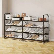 1pc Reinforced Double Row 4 Layers Shoe Storage Rack - Multifunctional Living Room Entrance Bedroom Dorm Organizer - Sturdy Home Organization And Storage Supplies For Shoes, Boots, And Accessories - Multicolor - View 7