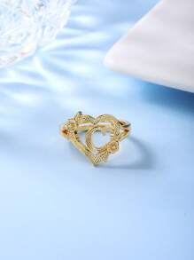 1pc Stylish Adjustable Rings With Heart, Letter, Geometric Pattern Design, Fashion Accessories, Ideal Gift