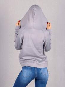 Sudadera con capucha para mujer de felpa, Colección Essence - Gris - Ver 6