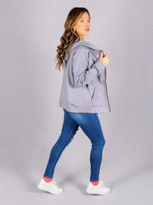 Sudadera con capucha para mujer de felpa, Colección Essence - Gris - Ver 4