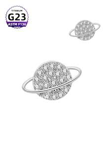 CatDObo 1 件 F136 钛行星耳环，镶有钻石，高端款式，精致时尚闪亮 23 钛合金身体穿孔首饰，植入耳骨钉 - 星球鋯石 - 查看 9