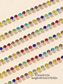 1 卷 3 毫米 5 米/10 米超闪亮水钻链，手工缝纫装饰链，DIY 装饰链，婚纱装饰 - 彩色 - 查看 35