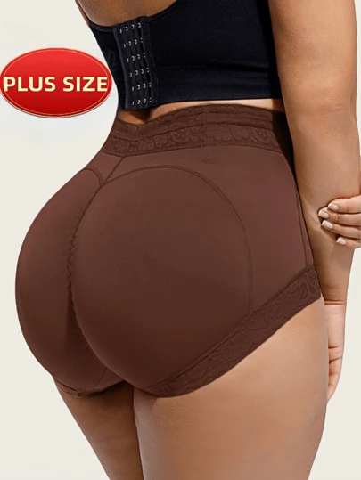1 pieza Pantalones cortos moldeadores de talla grande con cintura alta y control de abdomen, con tiras de silicona antideslizantes, adecuados para varias ocasiones, pantalones cortos moldeadores de uso diario clásico, que levantan el trasero y estilizan la figura