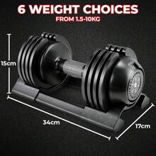 Set Of 2 10kg Adjustable Dumbbells Adjustable Space-Saving Dumbbell, Adjustable Dumbbells With Non-Slip Handle 5 Weight Levels, Good For Home, Office, Gym, Body Training