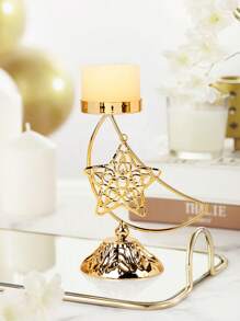 1 件罗摩烛台欧式金属烛台婚礼道具轻奢金属桌面摆件家居装饰罗摩礼物摆件星星、月亮、灯笼 - 彩色 - 查看 2