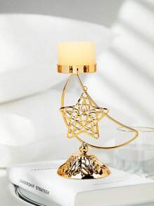 1 件罗摩烛台欧式金属烛台婚礼道具轻奢金属桌面摆件家居装饰罗摩礼物摆件星星、月亮、灯笼 - 彩色 - 查看 6