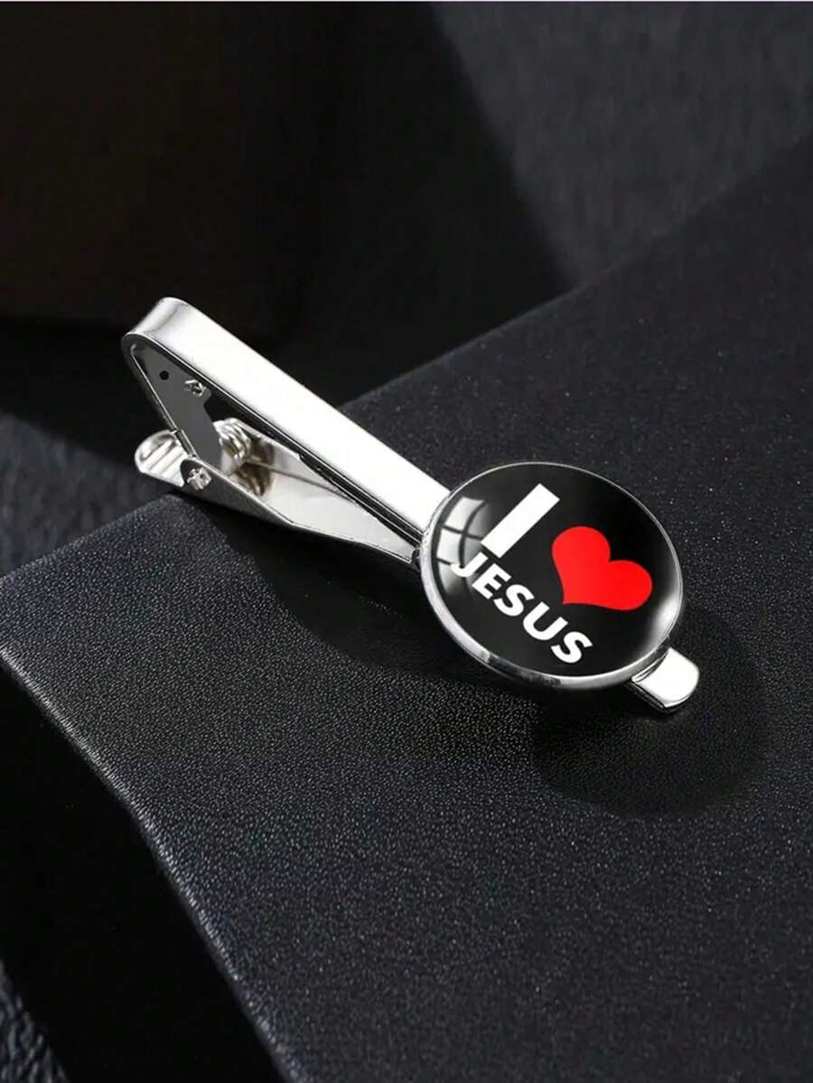 suteyi 1 件 I Love Jesus 领带夹，男士配饰礼物
